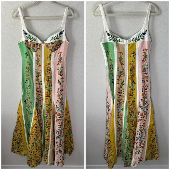 NWT FARM RIO DELICATE FLORAL STRIPES MAXI DRESS SZ S - Picture 3 of 12